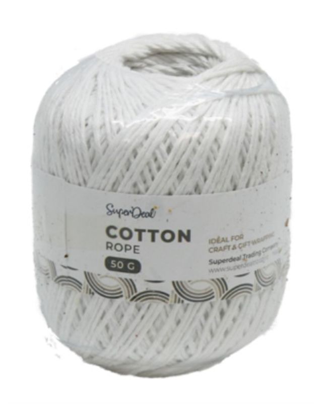 Premium 50g white cotton string, perfect for crafting, gift tying, and home organization, eco-friendly and durable.