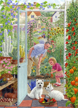 Out the Back Door Veggie Garden Yorkies XL Holdson 500pc Jigsaw Puzzle