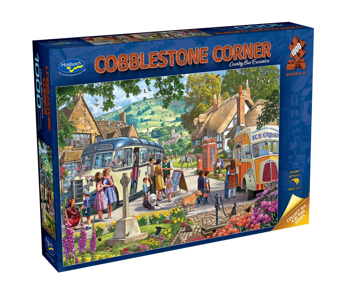 Cobblestone Corner S2 Country Bus Excursion Holdson 1000pc Jigsaw Puzzle