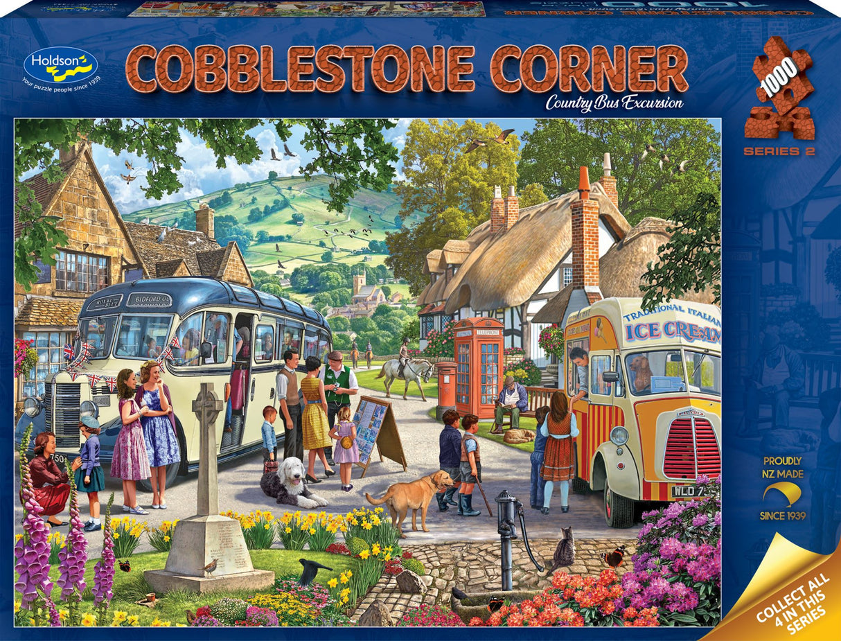 Cobblestone Corner S2 Country Bus Excursion Holdson 1000pc Jigsaw Puzzle