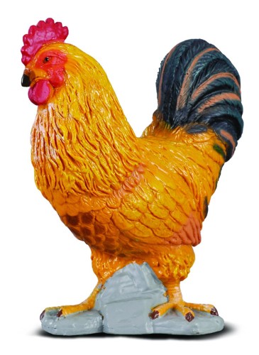 Small Collecta Cockerel Figurine, 4.5cm x 5cm, detailed rooster statue perfect for decor or as a gift for farm lovers.