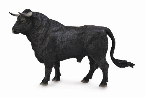 Large Collecta Spanish Fighting Bull figurine, intricately detailed, showcasing strong musculature and dynamic pose.