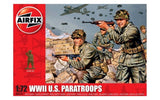 Detailed 1:72 scale model kit featuring 48 U.S. paratrooper figures, ideal for historical dioramas and creative assembly.