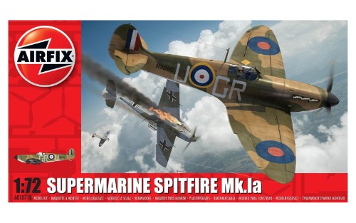 Detailed 1:72 scale model of the Supermarine Spitfire Mk.Ia, showcasing authentic WWII markings and easy assembly for enthusiasts.