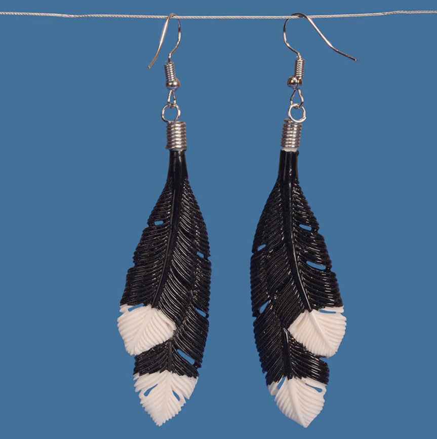 Black Huia Feather Earrings