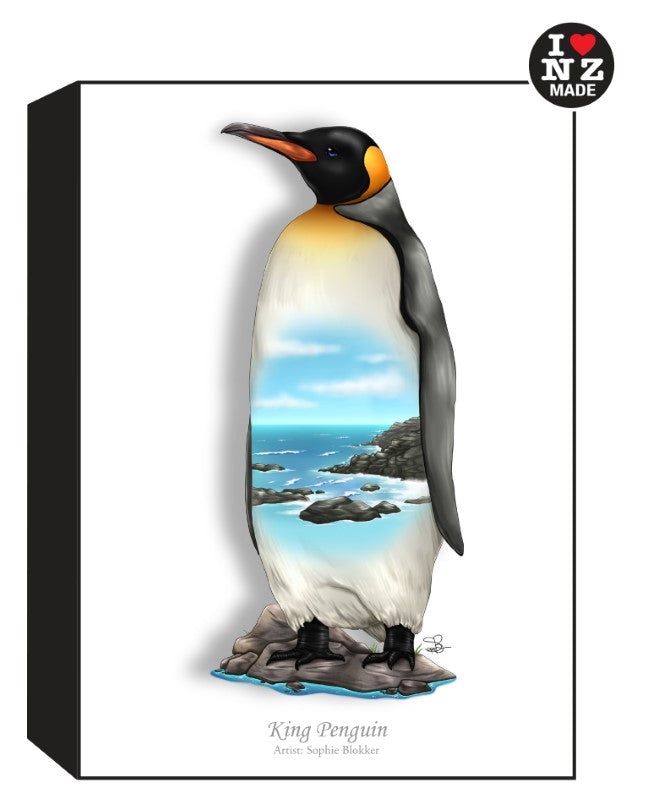 Sophie Blokker Artblock Black Freestanding or Hanging - King Penguin