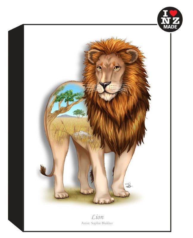 Sophie Blokker Artblock Black Freestanding or Hanging - Lion