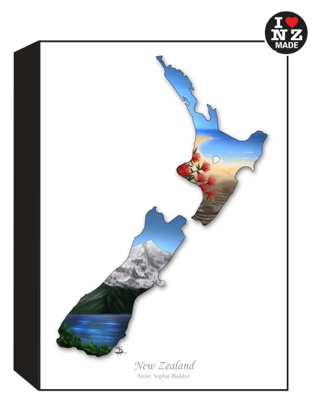 Sophie Blokker Artblock Black Freestanding or Hanging - Map NZ