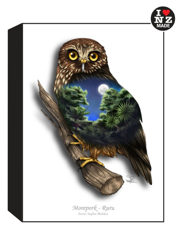 Sophie Blokker Artblock Black Freestanding or Hanging - Morepork