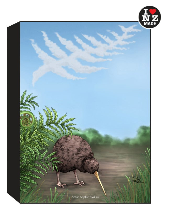 Sophie Blokker Artblock Black Freestanding or Hanging - Silver Fern Kiwi