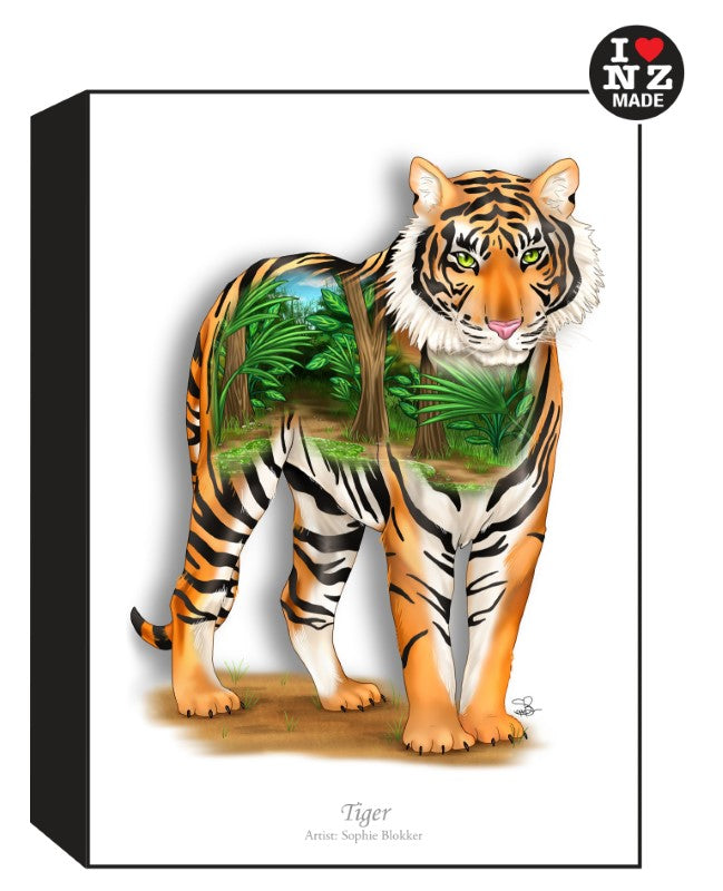 Sophie Blokker Artblock Black Freestanding or Hanging - Tiger