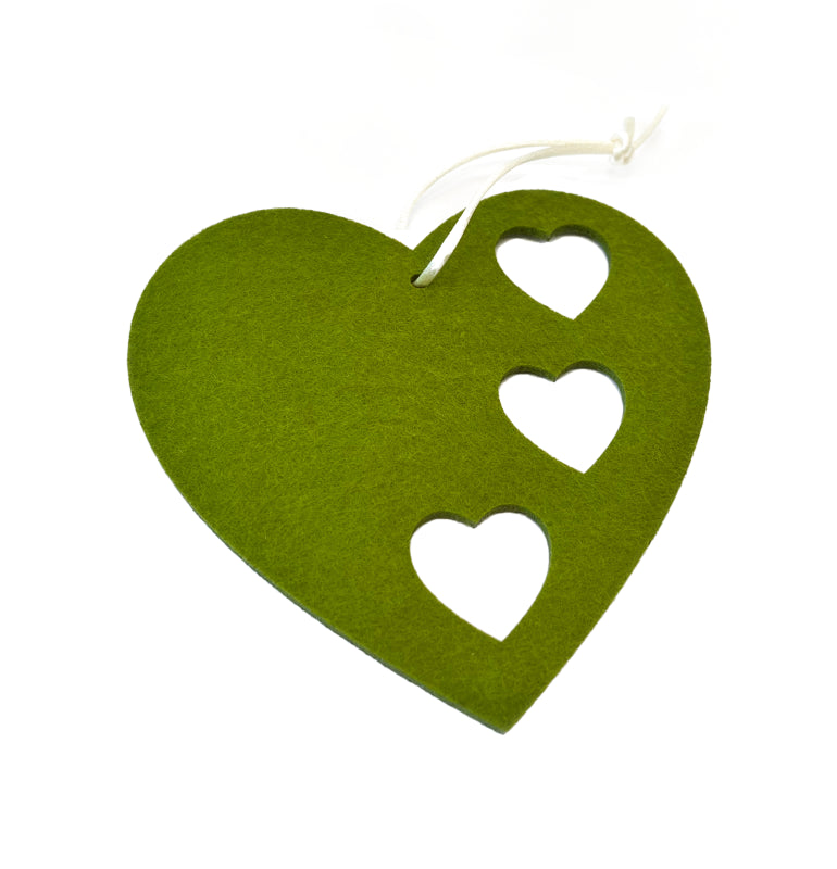 Felt Heart Green - 3 Hearts