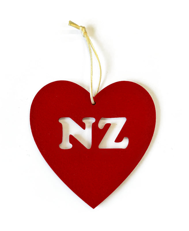 Felt Heart Red - NZ