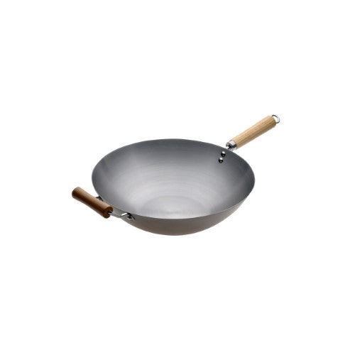 Wok w/Wood Helper Handle - PYROLUX Carbon Steel (36cm)