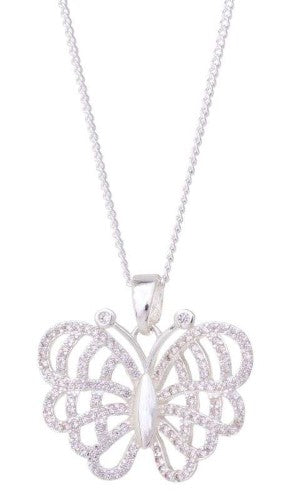 Necklace -  Equilibrium Exotic Butterfly Silver-Plated