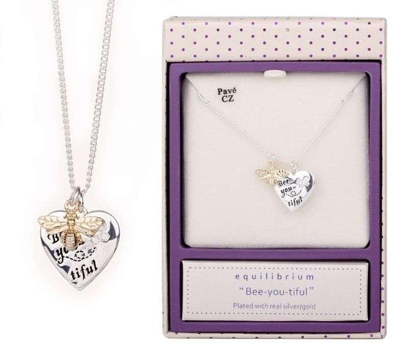 Necklace - Equilibrium Bee 2 Toned Sentiment Beeutiful
