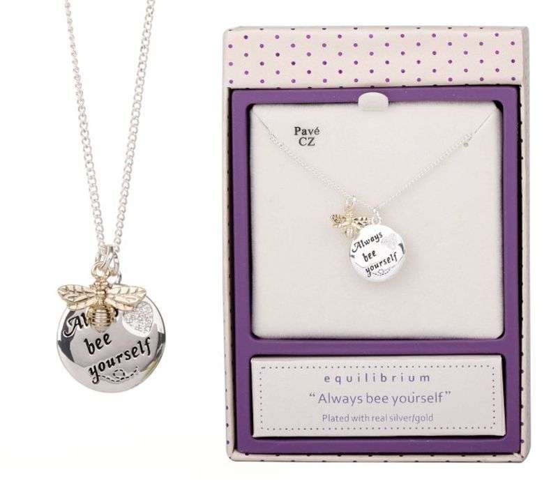 Necklace - Equilibrium Bee 2 Toned Sentiment Always Bee