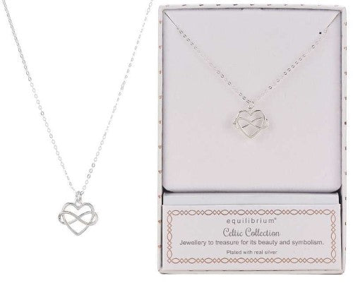 Necklace - Equilibrium Celtic Infinity Heart Silver-Plated