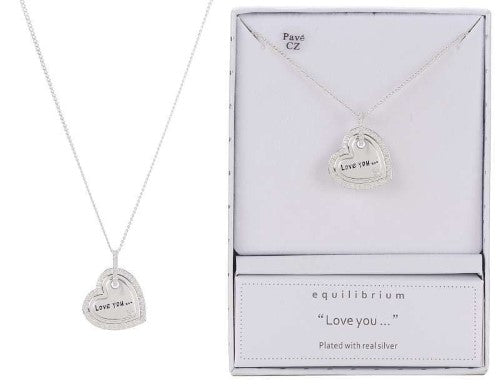 Necklace - Equilibrium Layered Silver-Plated Sentiments Love U