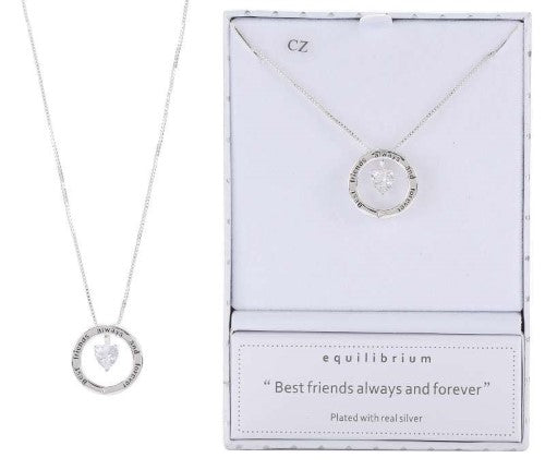 Necklace - Equilibrium Silver-Plated Silver-Plated Sentiments Best Friends