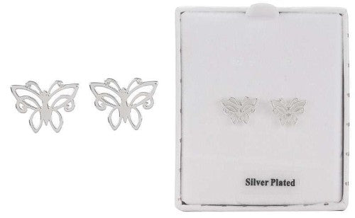Stud Earring - Equilibrium Celtic Butterfly Silver-Plated (Set of 2)