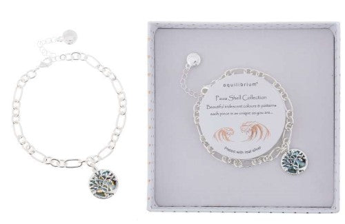Bracelet - Equilibrium Paua Shell Tree Life Silver-Plated