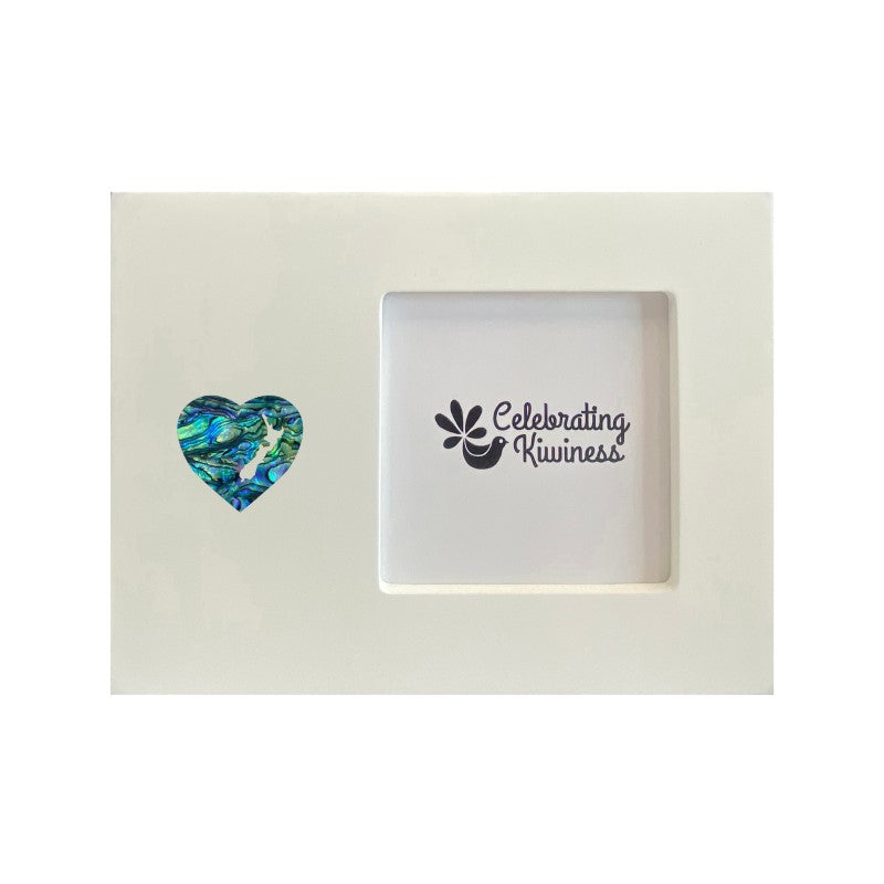 Photo Frame White 4 x 4 with Paua Heart