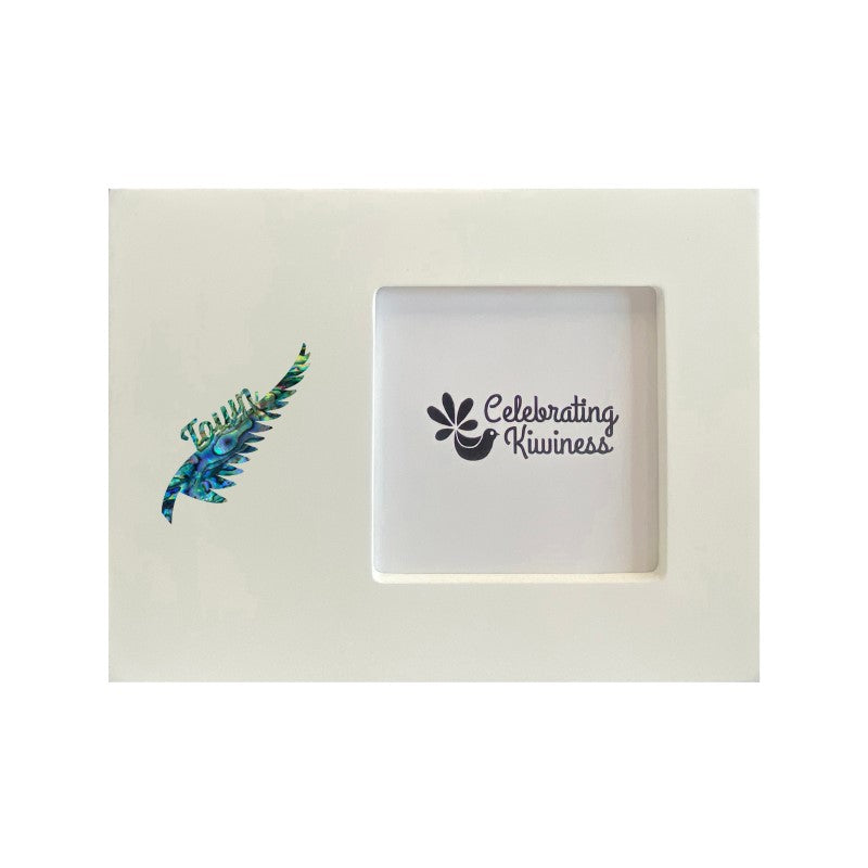 Photo Frame White 4 x 4 with Paua Custom Town Fern