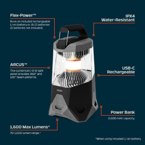 Rechargeable Lantern and Power Bank - NEBO Galileo 1600