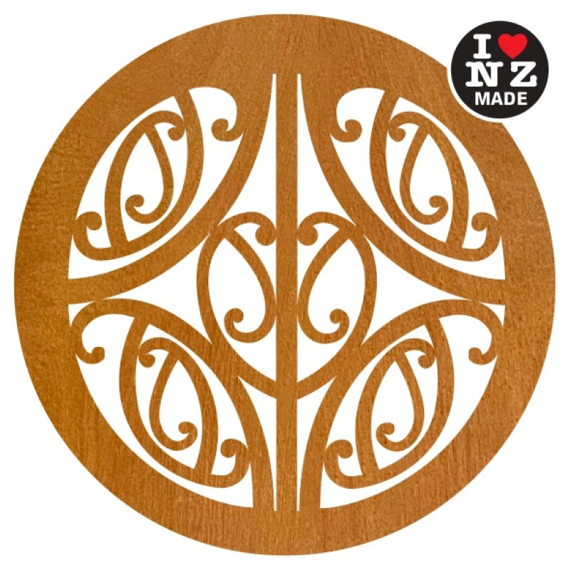 Set of 4 Laser Cut Rimu Veneer Coasters with Pattern