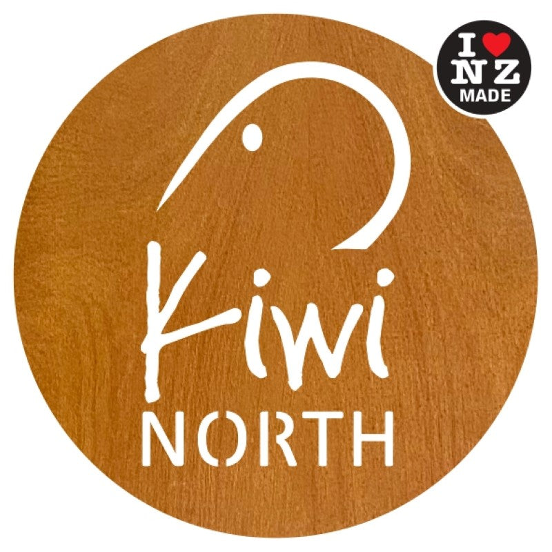 Set of 4 Laser Cut Rimu Veneer Coasters with Kiwi North