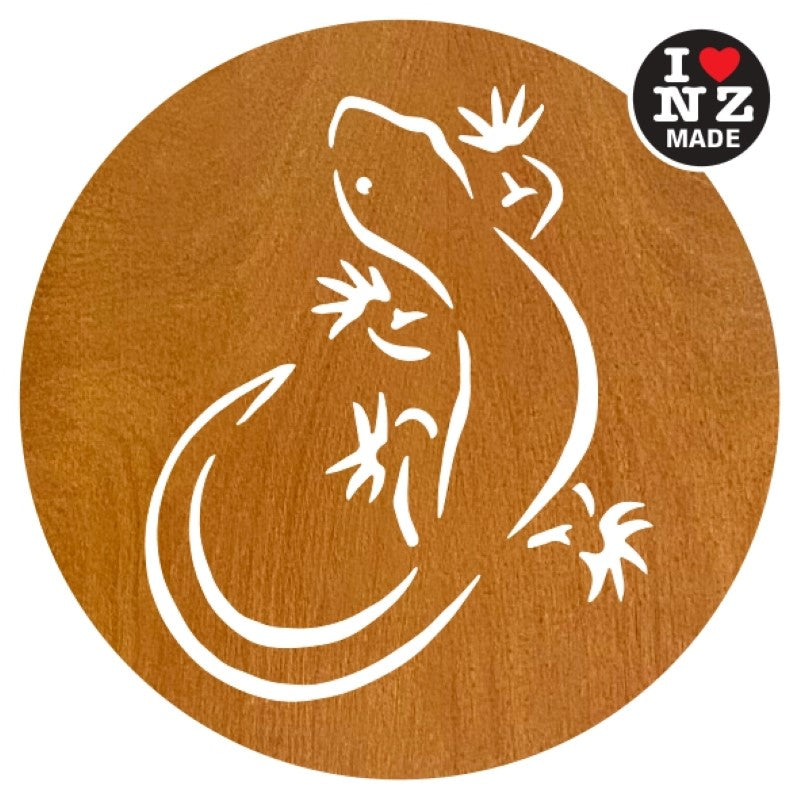 Sophie Blokker Set of 4 Laser Cut Rimu Veneer Coasters - Gecko