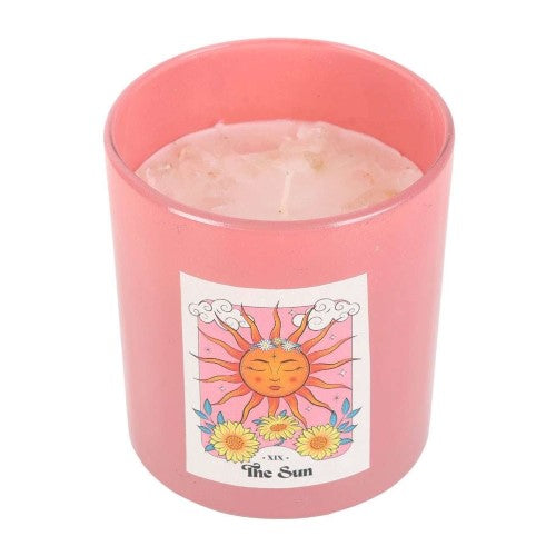 Crystal Chip Candle - The Sun Celestial Rose Quartz