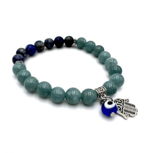 Charm Bracelet - Hamsa Evil Eye Aquamarine