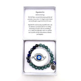 Charm Bracelet - Hamsa Evil Eye Aquamarine