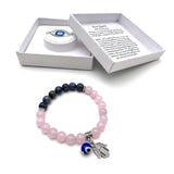 Charm Bracelet - Hamsa Evil Eye Rose Quartz