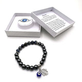 Charm Bracelet - Hamsa Evil Eye Hematite