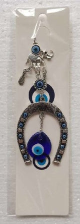 Hanging Ornament - Horse Shoe Evil Eye with Elephant (Set of 3)