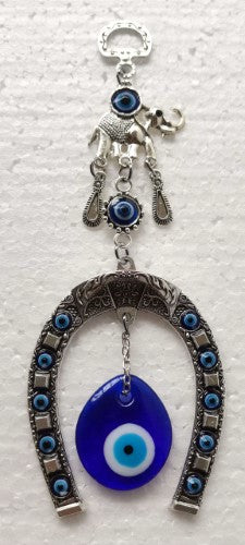 Hanging Ornament - Horse Shoe Evil Eye with Elephant (Set of 3)