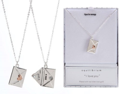 Equilibrium Necklace - I Love You Silver & Rose Gold