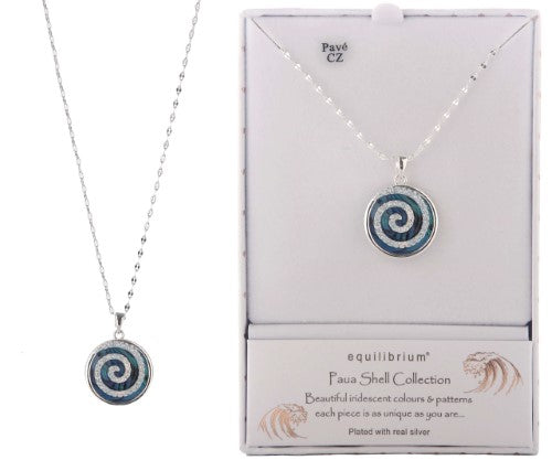 Equilibrium Necklace - Paua Shell Koru Swirl