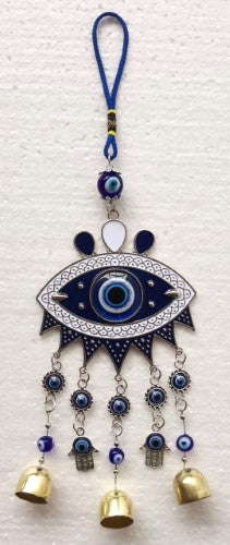 Hanging Ornament - Evil Eye with Bells and Hamsa Hand (23cm)