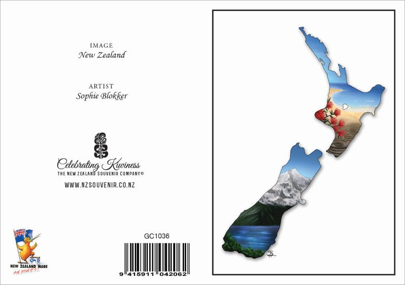 MAP - Sophie Blokker Greetings Card - NZ Map