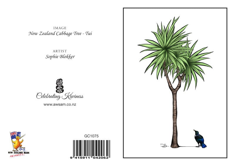 CTUI - Sophie Blokker Greetings Card - Cabbage Tree Tui