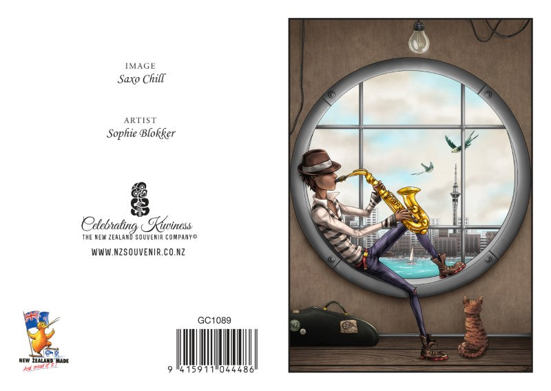 SAX - Sophie Blokker Greetings Card - Saxo Chill