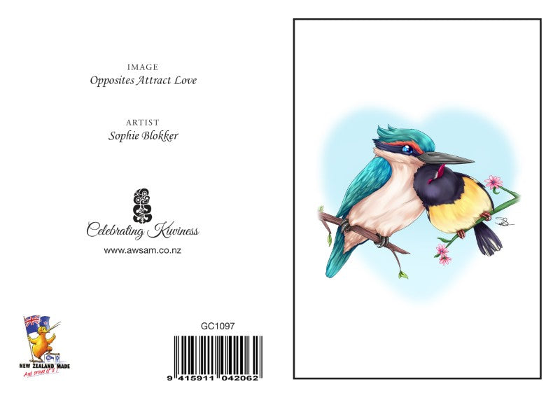 OAL - Sophie Blokker Greetings Card - Opposites Attract Love
