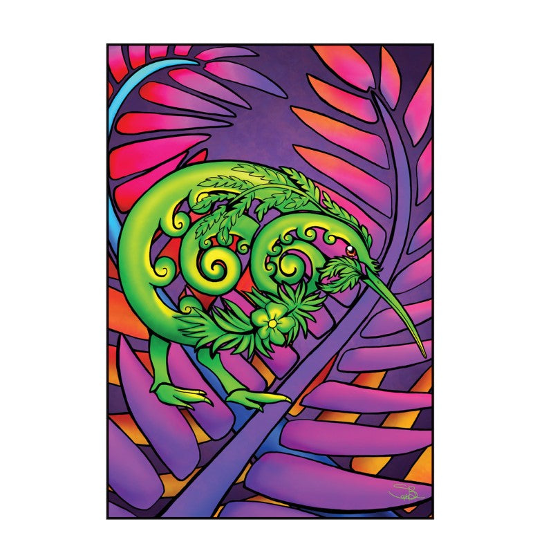 KKIW - Sophie Blokker Greetings Card - Bright: Koru Kiwi