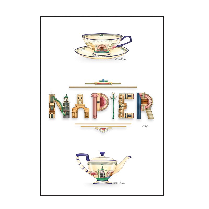 Sophie Blokker Greetings Card - Art Deco Napier Teapots