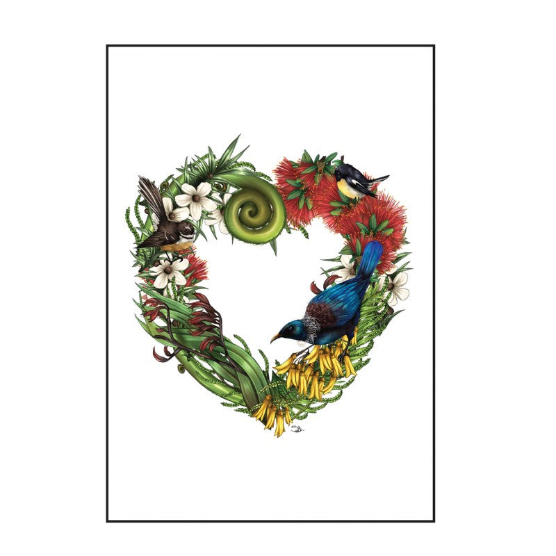FHT - Sophie Blokker Greetings Card - Birds & Flora Heart