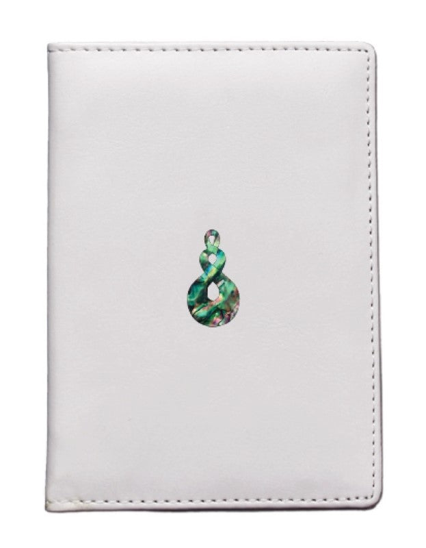 Passport Holder White with Paua Twist